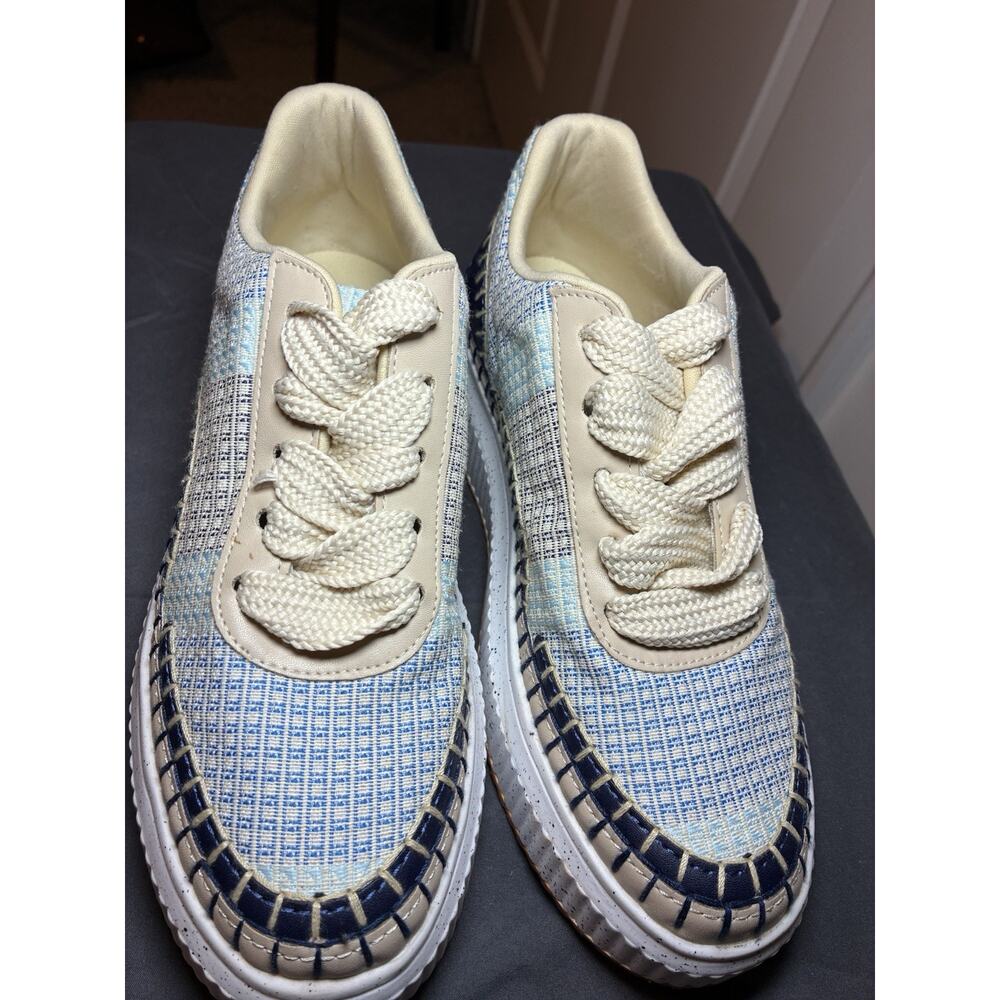 NOVUS Platform Sneakers Women’s 7 EU 38 Woven Canvas Espadrille Lace Up Shoes